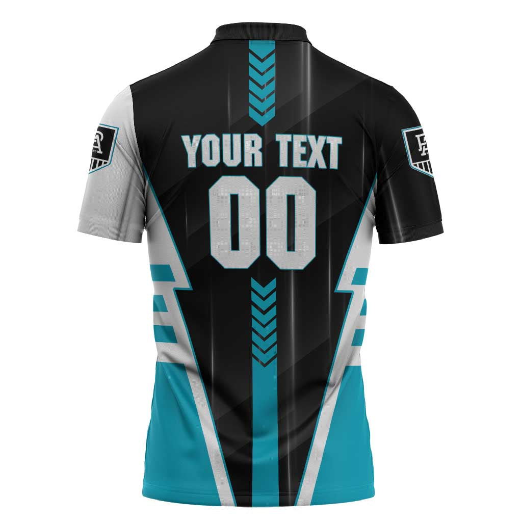 Personalized Port Adelaide Power Zipper Polo Shirt Modern Geometric Sports Graphic Style