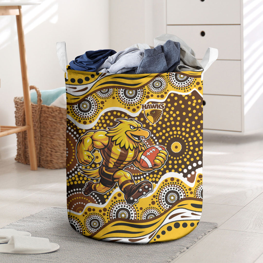 Hawthorn Hawks Laundry Basket Aboriginal Dot Pattern - Football Mascot Heritage Pride