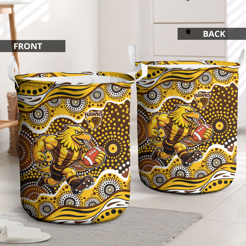 Hawthorn Hawks Laundry Basket Aboriginal Dot Pattern - Football Mascot Heritage Pride