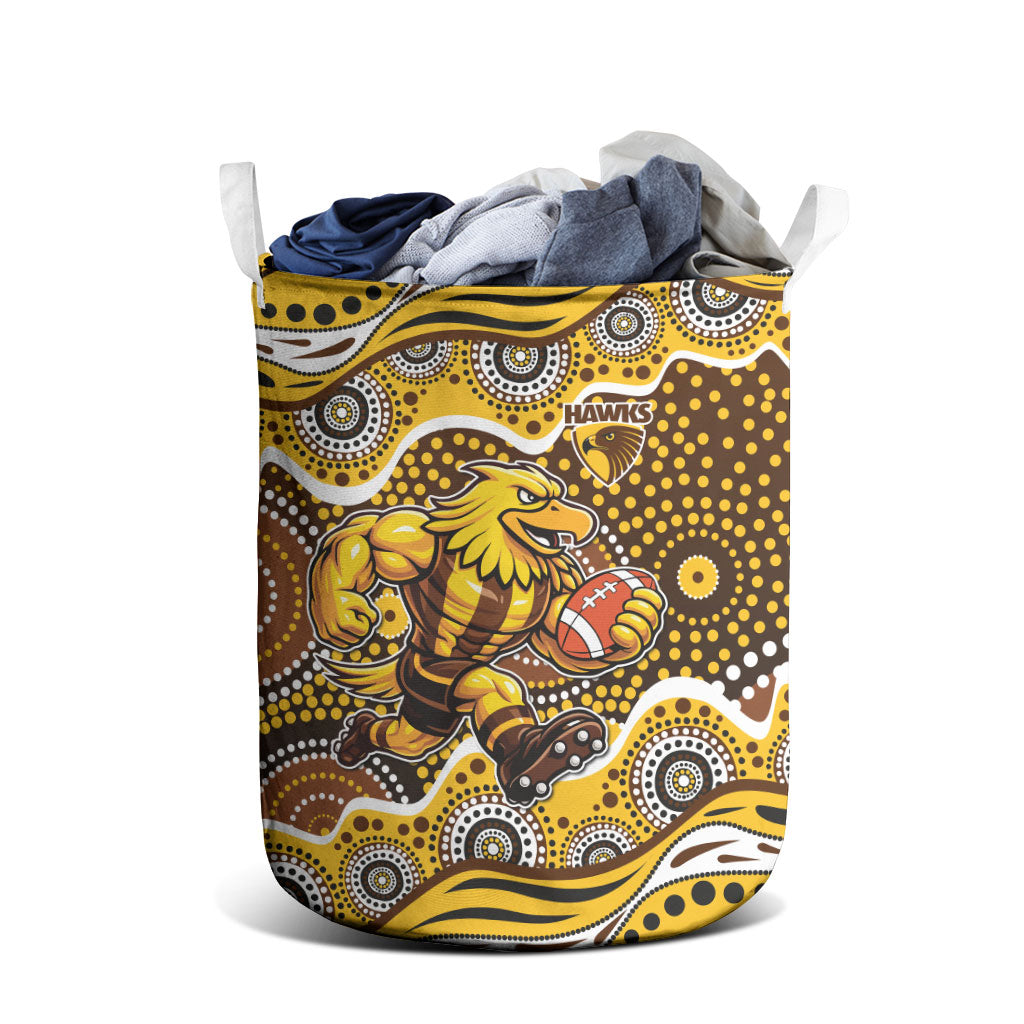 Hawthorn Hawks Laundry Basket Aboriginal Dot Pattern - Football Mascot Heritage Pride