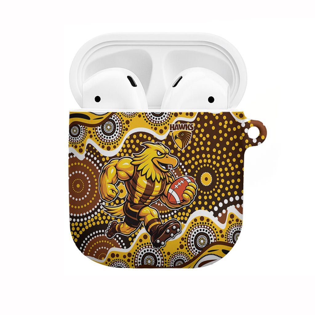 Hawthorn Hawks AirPods Case Aboriginal Dot Pattern - Football Mascot Heritage Pride