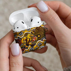 Hawthorn Hawks AirPods Case Aboriginal Dot Pattern - Football Mascot Heritage Pride