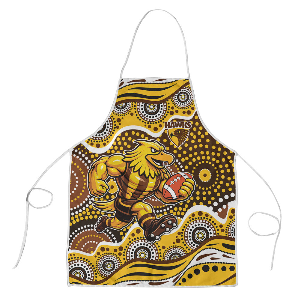 Hawthorn Hawks Apron Aboriginal Dot Pattern - Football Mascot Heritage Pride