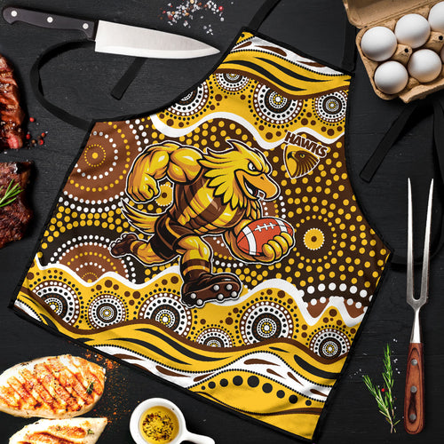 Hawthorn Hawks Apron Aboriginal Dot Pattern - Football Mascot Heritage Pride
