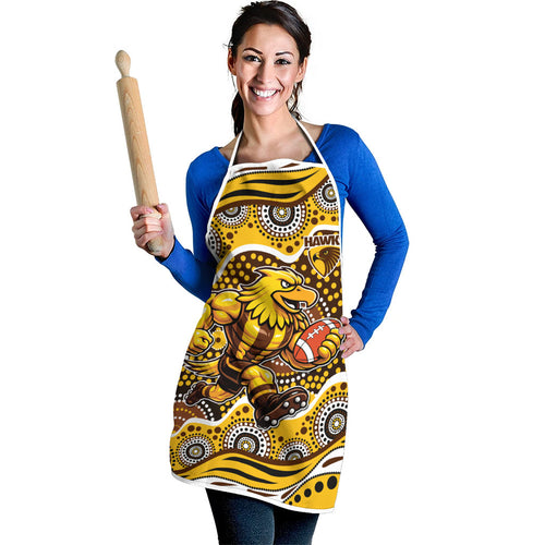 Hawthorn Hawks Apron Aboriginal Dot Pattern - Football Mascot Heritage Pride