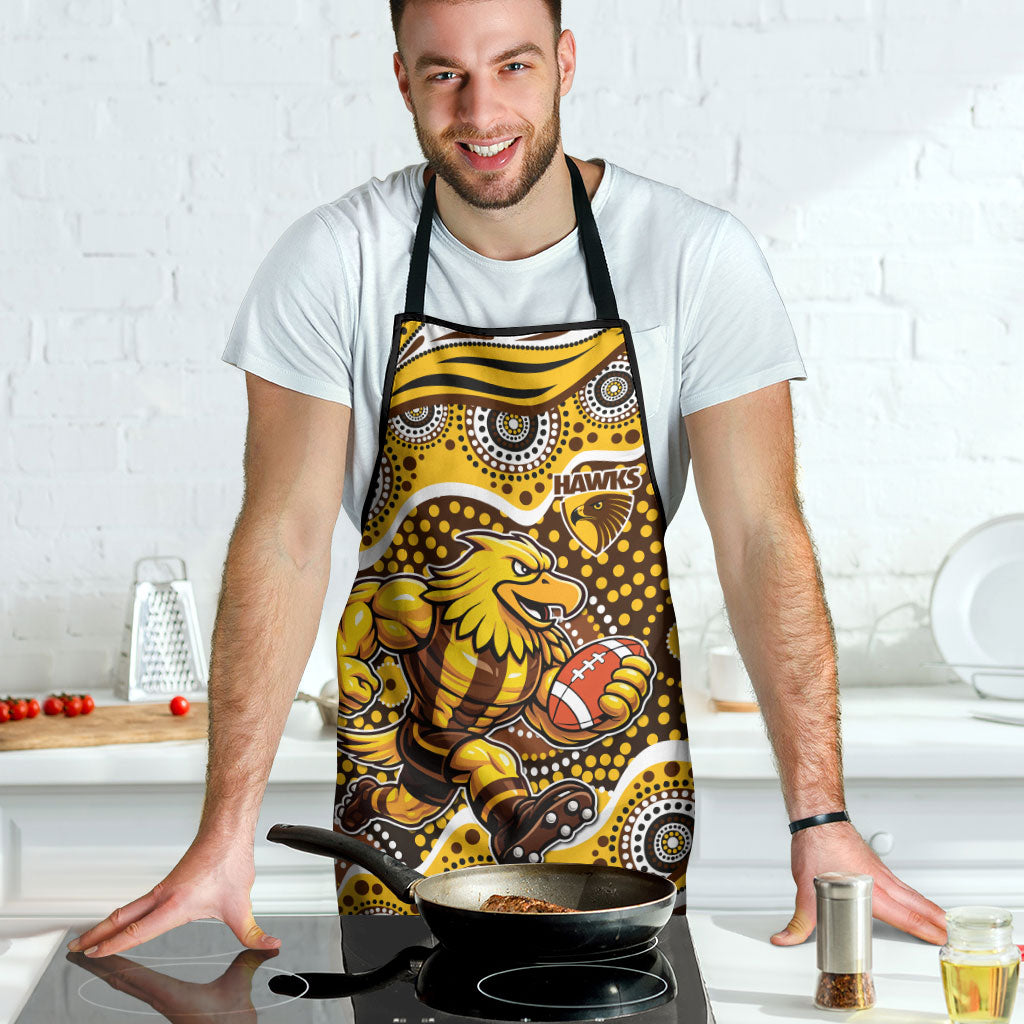 Hawthorn Hawks Apron Aboriginal Dot Pattern - Football Mascot Heritage Pride