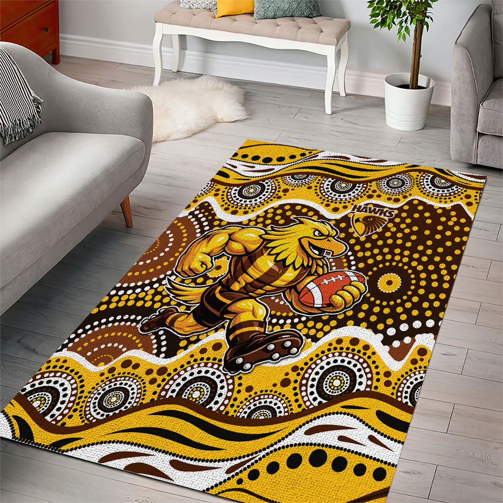 Hawthorn Hawks Area Rug Aboriginal Dot Pattern - Football Mascot Heritage Pride