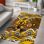 Hawthorn Hawks Area Rug Aboriginal Dot Pattern - Football Mascot Heritage Pride