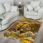 Hawthorn Hawks Area Rug Aboriginal Dot Pattern - Football Mascot Heritage Pride
