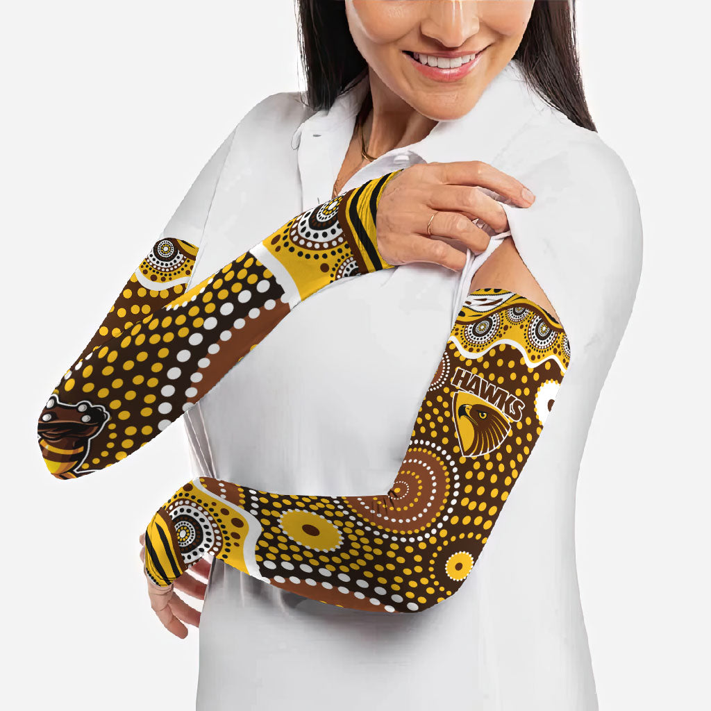 Hawthorn Hawks Arm Sleeves Aboriginal Dot Pattern - Football Mascot Heritage Pride