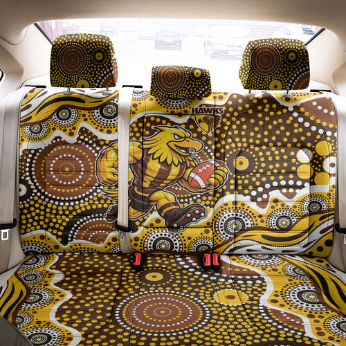 Hawthorn Hawks Back Car Seat Cover Aboriginal Dot Pattern - Football Mascot Heritage Pride