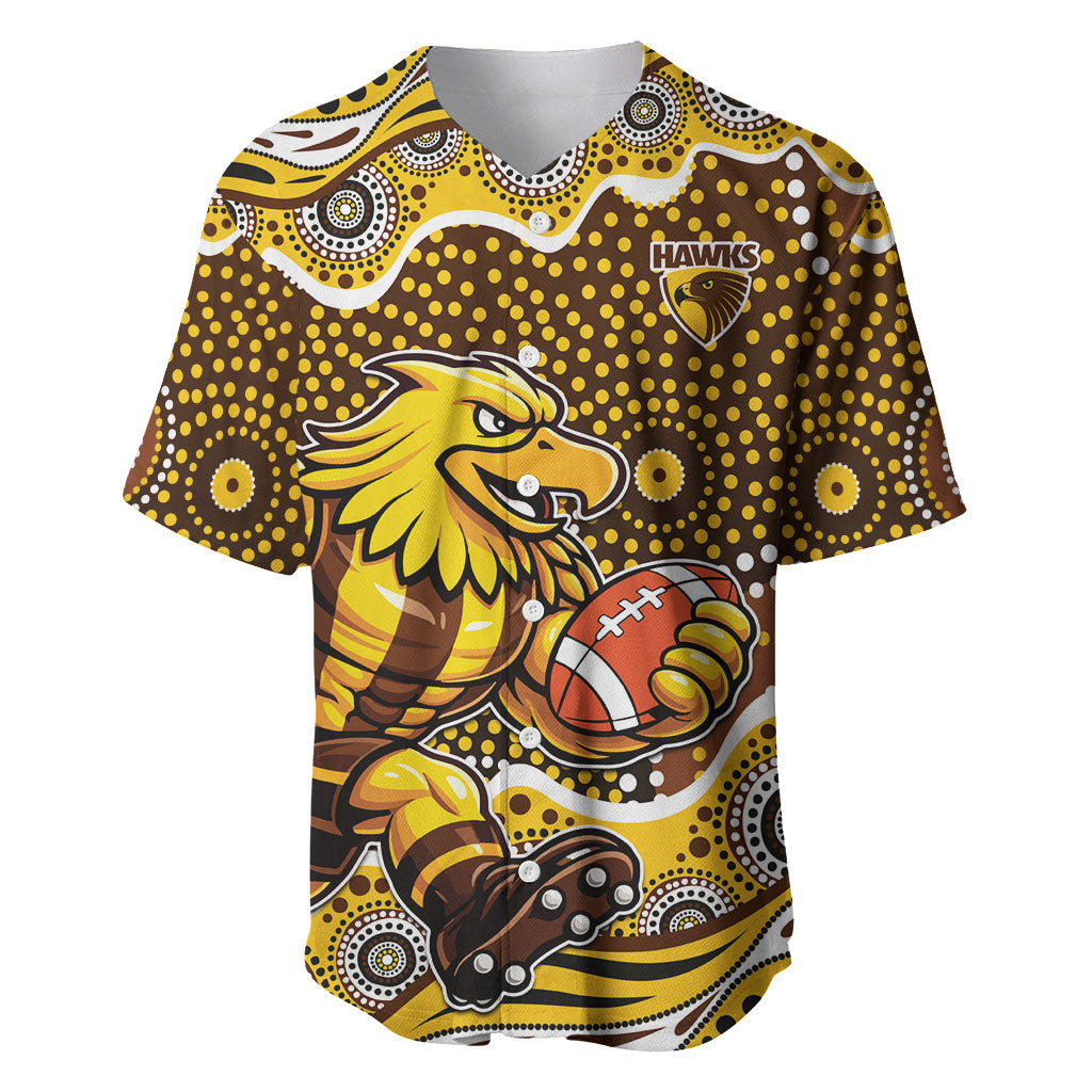 Hawthorn Hawks Baseball Jersey Aboriginal Dot Pattern - Football Mascot Heritage Pride