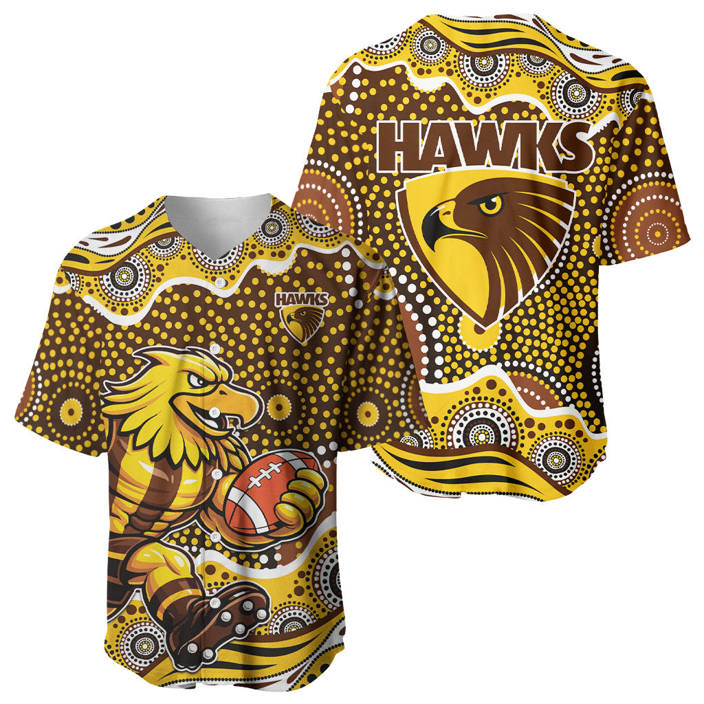 Hawthorn Hawks Baseball Jersey Aboriginal Dot Pattern - Football Mascot Heritage Pride