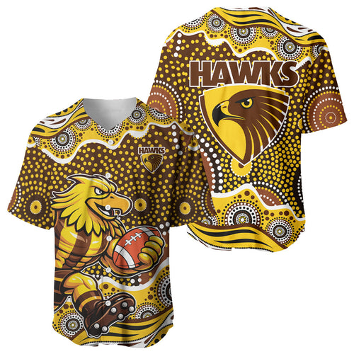 Hawthorn Hawks Baseball Jersey Aboriginal Dot Pattern - Football Mascot Heritage Pride