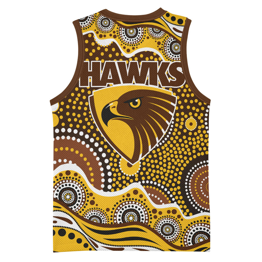 Hawthorn Hawks Basketball Jersey Aboriginal Dot Pattern - Football Mascot Heritage Pride