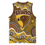 Hawthorn Hawks Basketball Jersey Aboriginal Dot Pattern - Football Mascot Heritage Pride