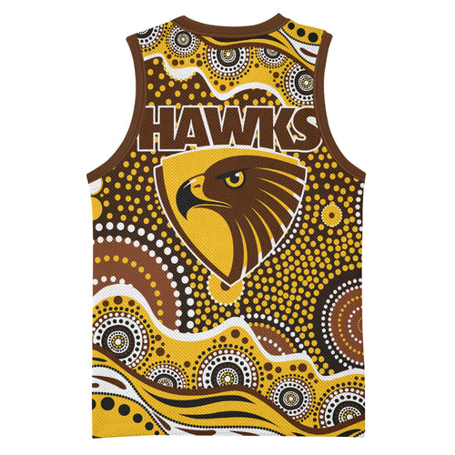 Hawthorn Hawks Basketball Jersey Aboriginal Dot Pattern - Football Mascot Heritage Pride