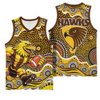Hawthorn Hawks Basketball Jersey Aboriginal Dot Pattern - Football Mascot Heritage Pride