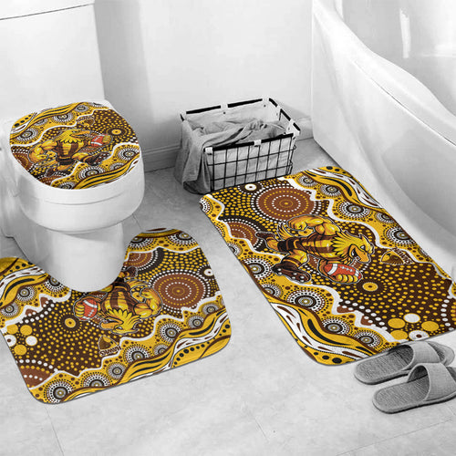 Hawthorn Hawks Bathroom Set Aboriginal Dot Pattern - Football Mascot Heritage Pride