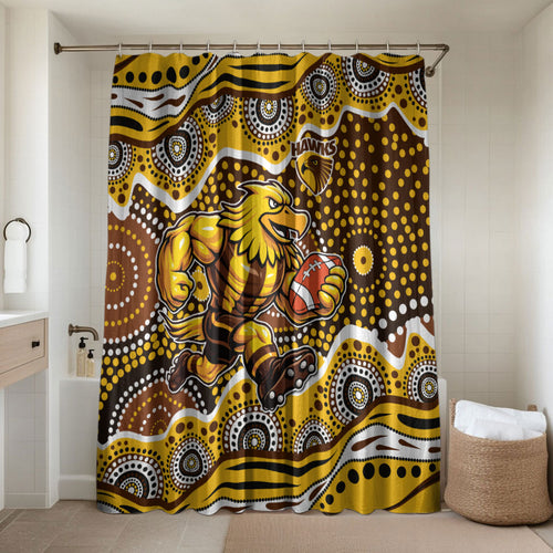 Hawthorn Hawks Bathroom Set Aboriginal Dot Pattern - Football Mascot Heritage Pride