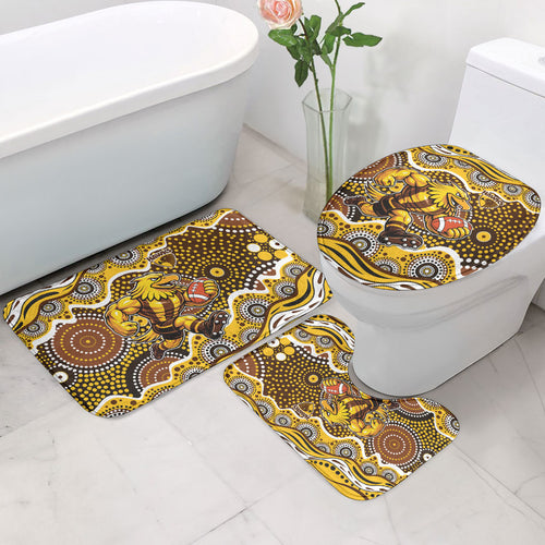 Hawthorn Hawks Bathroom Set Aboriginal Dot Pattern - Football Mascot Heritage Pride