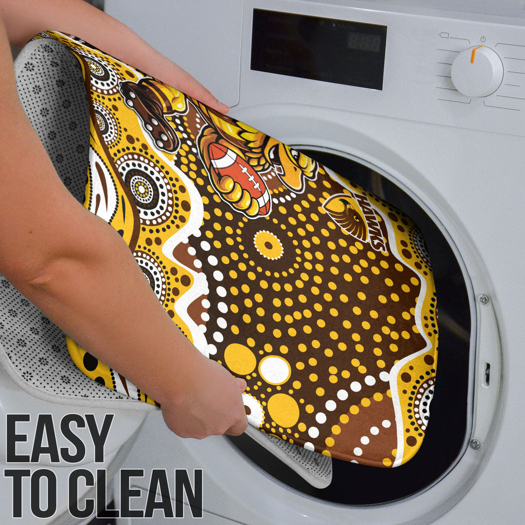 Hawthorn Hawks Bathroom Set Aboriginal Dot Pattern - Football Mascot Heritage Pride