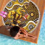 Hawthorn Hawks Beach Blanket Aboriginal Dot Pattern - Football Mascot Heritage Pride