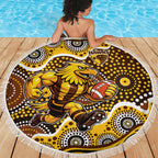 Hawthorn Hawks Beach Blanket Aboriginal Dot Pattern - Football Mascot Heritage Pride