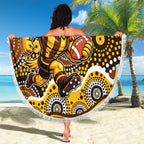 Hawthorn Hawks Beach Blanket Aboriginal Dot Pattern - Football Mascot Heritage Pride
