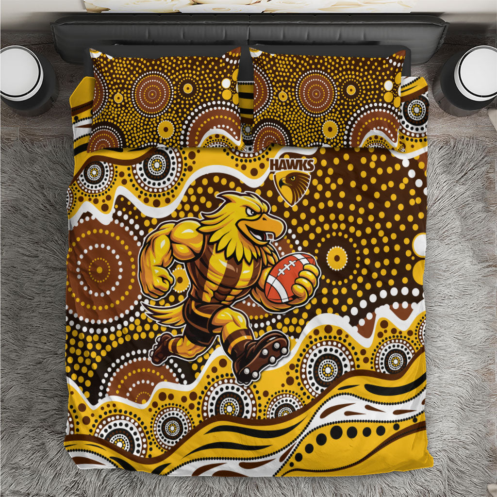 Hawthorn Hawks Bedding Set Aboriginal Dot Pattern - Football Mascot Heritage Pride