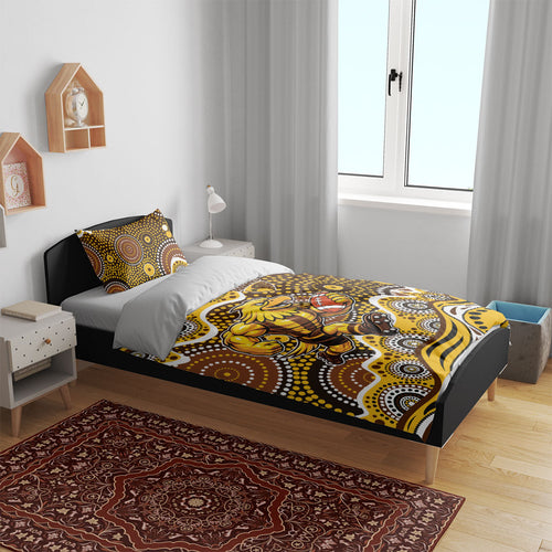 Hawthorn Hawks Bedding Set Aboriginal Dot Pattern - Football Mascot Heritage Pride
