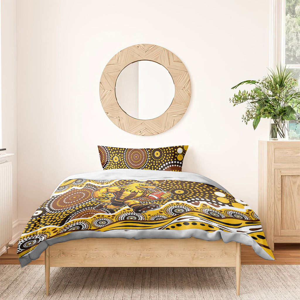 Hawthorn Hawks Bedding Set Aboriginal Dot Pattern - Football Mascot Heritage Pride