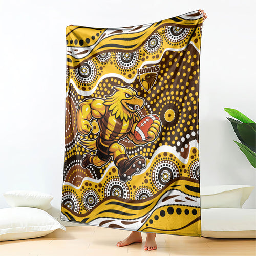 Hawthorn Hawks Blanket Aboriginal Dot Pattern - Football Mascot Heritage Pride