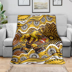 Hawthorn Hawks Blanket Aboriginal Dot Pattern - Football Mascot Heritage Pride