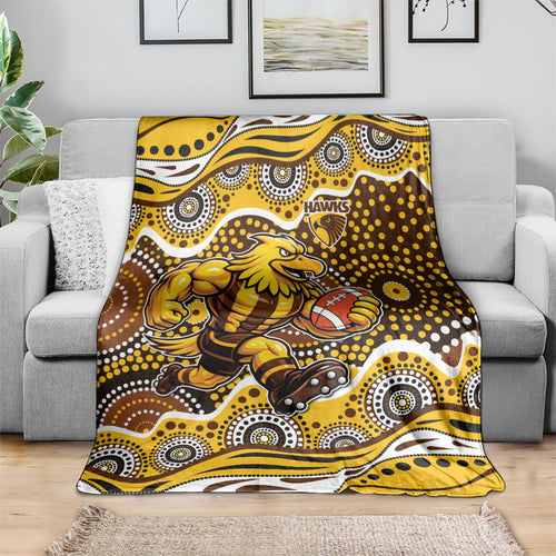 Hawthorn Hawks Blanket Aboriginal Dot Pattern - Football Mascot Heritage Pride
