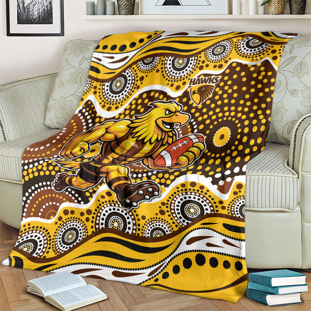Hawthorn Hawks Blanket Aboriginal Dot Pattern - Football Mascot Heritage Pride