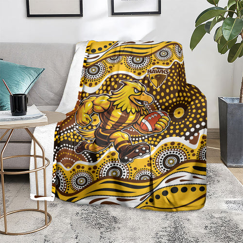 Hawthorn Hawks Blanket Aboriginal Dot Pattern - Football Mascot Heritage Pride