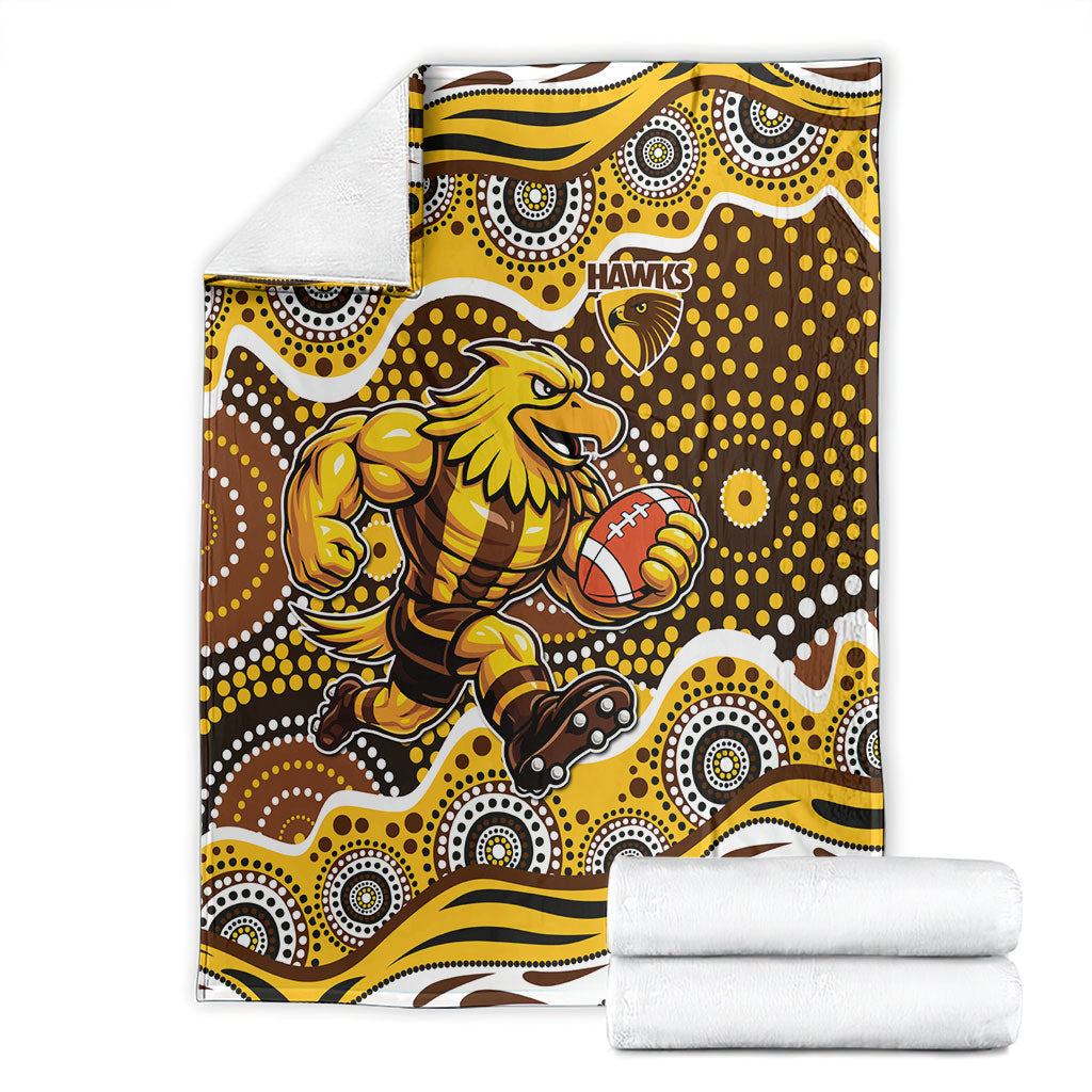 Hawthorn Hawks Blanket Aboriginal Dot Pattern - Football Mascot Heritage Pride