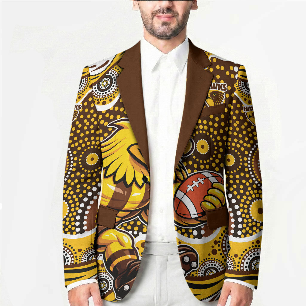 Hawthorn Hawks Blazer Aboriginal Dot Pattern - Football Mascot Heritage Pride