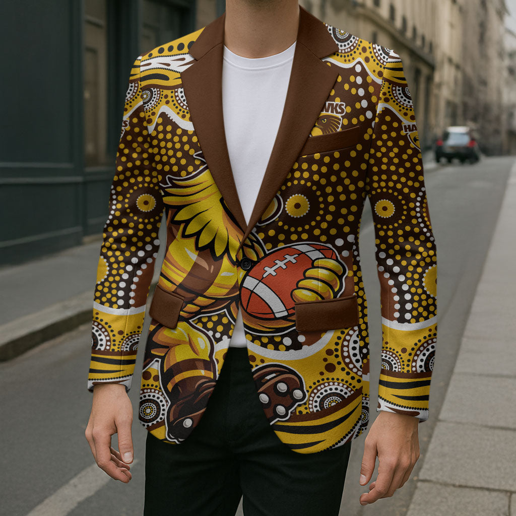 Hawthorn Hawks Blazer Aboriginal Dot Pattern - Football Mascot Heritage Pride