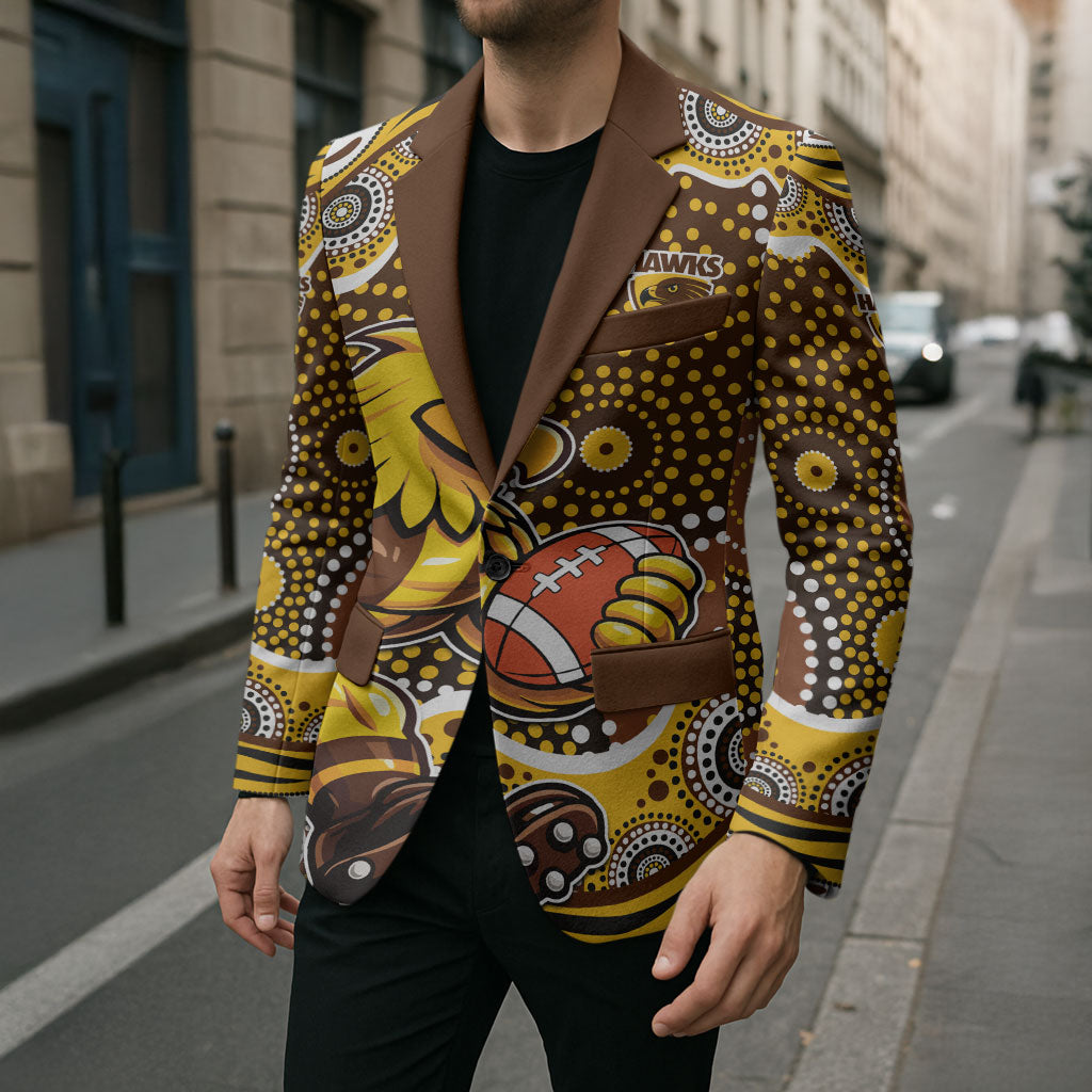Hawthorn Hawks Blazer Aboriginal Dot Pattern - Football Mascot Heritage Pride