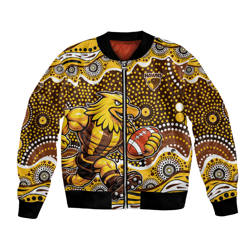 Hawthorn Hawks Bomber Jacket Aboriginal Dot Pattern - Football Mascot Heritage Pride