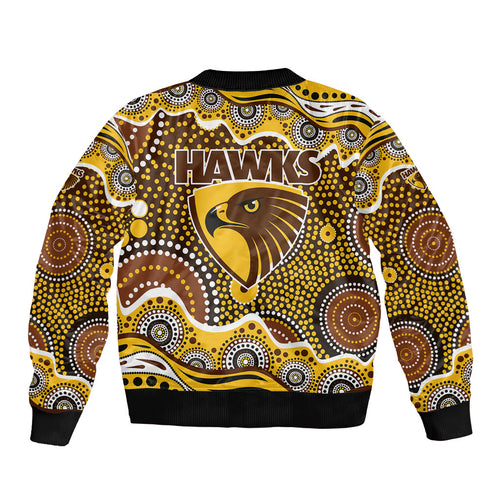 Hawthorn Hawks Bomber Jacket Aboriginal Dot Pattern - Football Mascot Heritage Pride