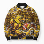 Hawthorn Hawks Bomber Puffer Jacket Aboriginal Dot Pattern - Football Mascot Heritage Pride