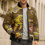 Hawthorn Hawks Bomber Puffer Jacket Aboriginal Dot Pattern - Football Mascot Heritage Pride
