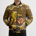 Hawthorn Hawks Bomber Puffer Jacket Aboriginal Dot Pattern - Football Mascot Heritage Pride