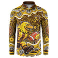 Hawthorn Hawks Button Sweatshirt Aboriginal Dot Pattern - Football Mascot Heritage Pride