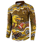 Hawthorn Hawks Button Sweatshirt Aboriginal Dot Pattern - Football Mascot Heritage Pride