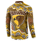 Hawthorn Hawks Button Sweatshirt Aboriginal Dot Pattern - Football Mascot Heritage Pride