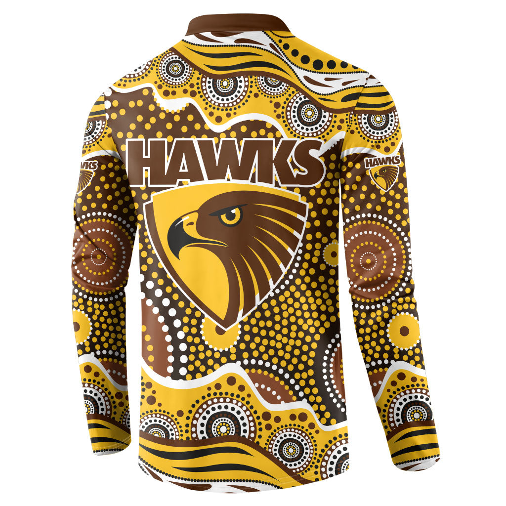 Hawthorn Hawks Button Sweatshirt Aboriginal Dot Pattern - Football Mascot Heritage Pride
